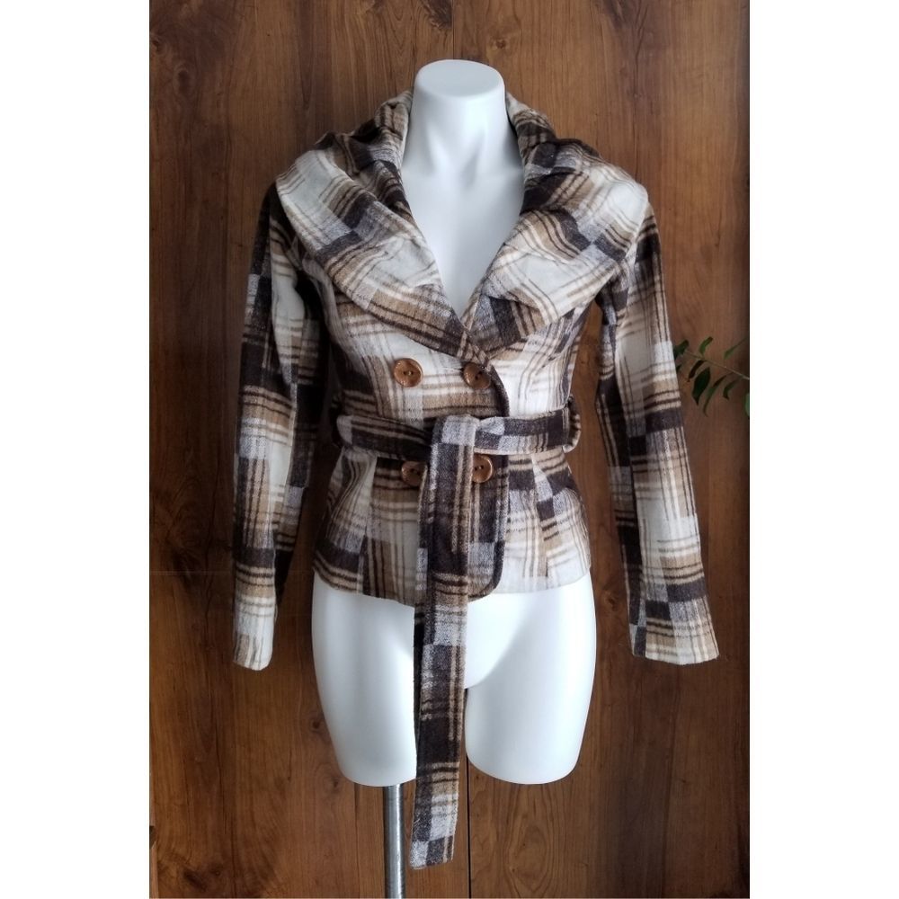 Lucy & Co Brown and Tan Plaid Jacket